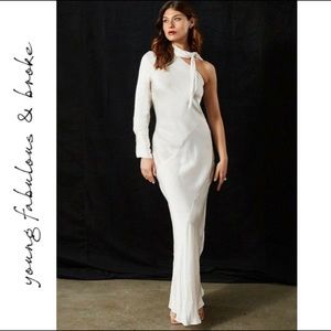 Young Fabulous & Broke Satin One Shoulder Febe Maxi Formal Wedding Prom Dress